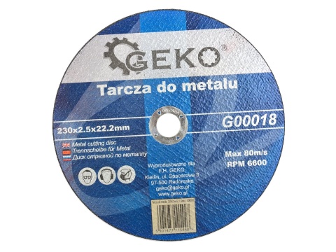 Tarcza 230x2,5x22,2 do metalu Geko G00018