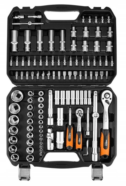 Klucze Nasadowe 110 elementów 1/2", 1/4" Walizka NEO TOOLS