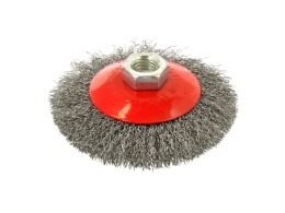 Szczotka druciana boczna 100mm na szlifierkę M14 drut karbowany