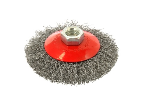 Szczotka druciana boczna 100mm na szlifierkę M14 drut karbowany