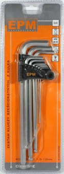 KOMPLET KLUCZY IMBUSOWY ''HEX'' TYP L 9SZT. Z KULKĄ DŁUGIE EPM