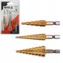 YATO ZESTAW WIERTEŁ STOPNIOWYCH 3 SZT STOŻKOWYCH