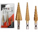 YATO ZESTAW WIERTEŁ STOPNIOWYCH 3 SZT STOŻKOWYCH