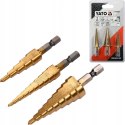 YATO ZESTAW WIERTEŁ STOPNIOWYCH 3 SZT STOŻKOWYCH