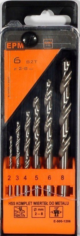 Zestaw wierteł Epm hss do metalu 2-8mm 6szt