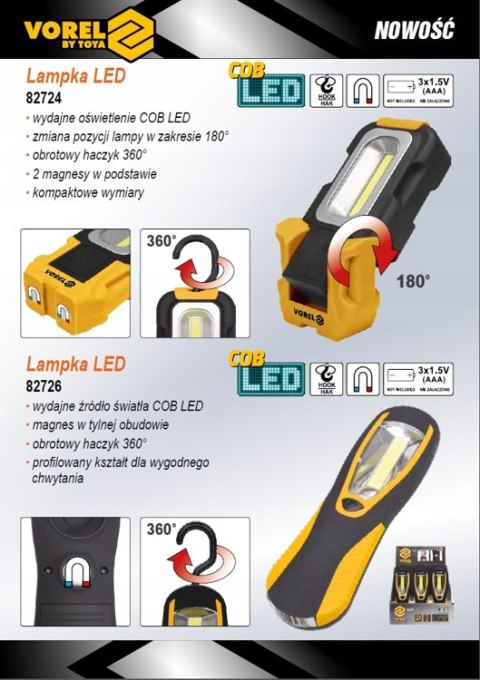 LAMPA RĘCZNA OBROTOWA COB LED 82724 VOREL